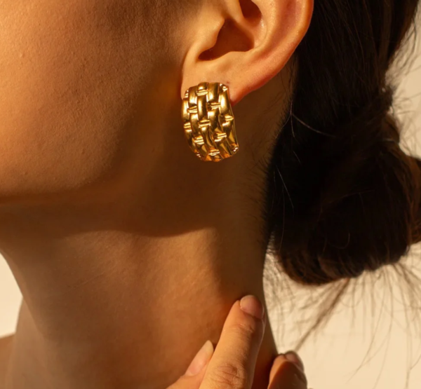 Gold Plated Stud Earrings - Image 2