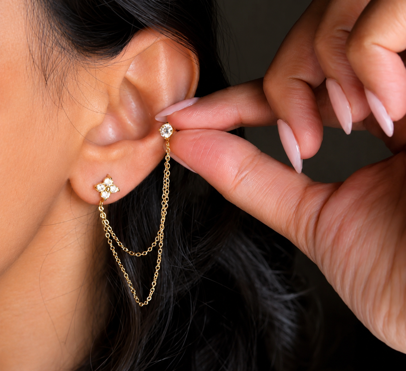 Lara Double piercing Earrings (pair)