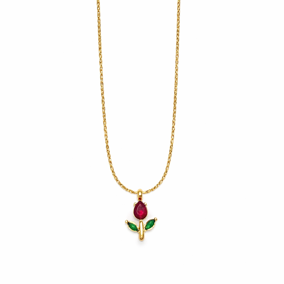 Minimal Tulip Necklace (Red)