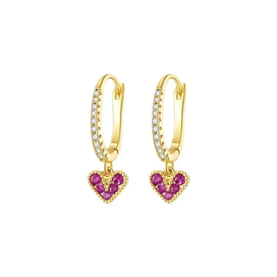Darlene Pink Heart Hoops