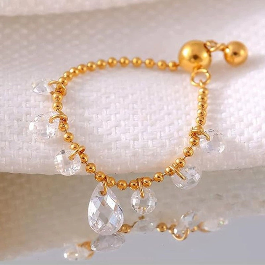 Crystal Drop charm Ring