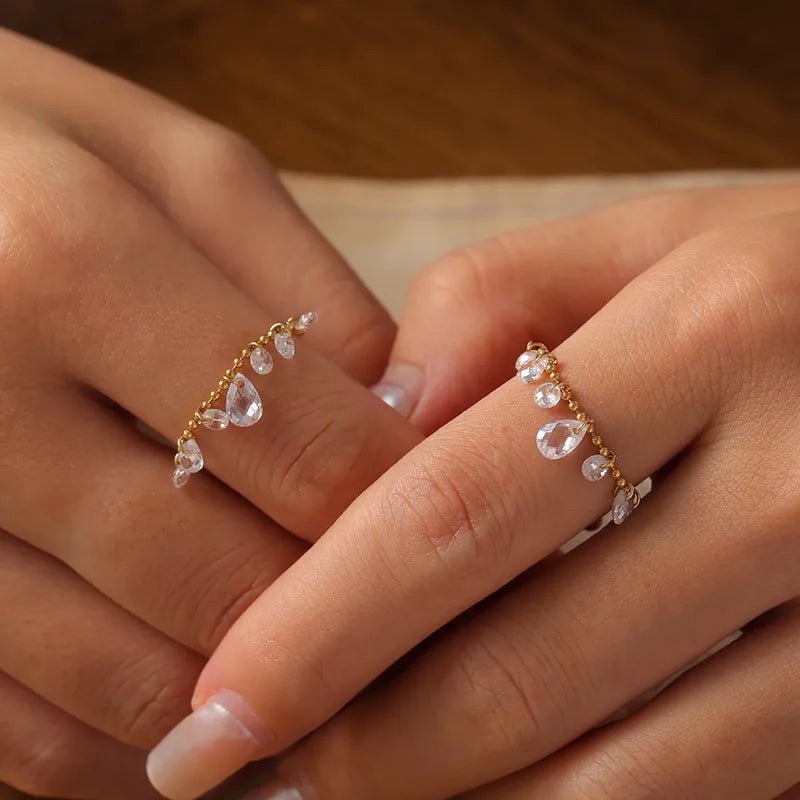 Crystal Drop charm Ring