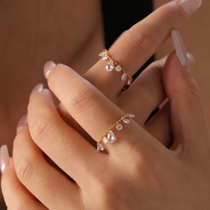 Crystal Drop charm Ring