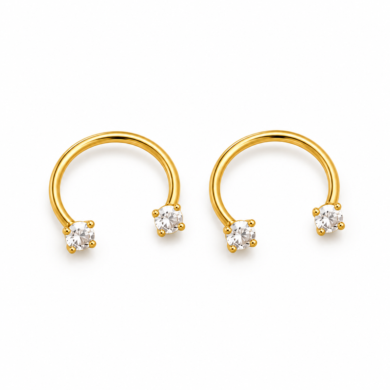 Aria Horseshoe Double Diamond Hoops