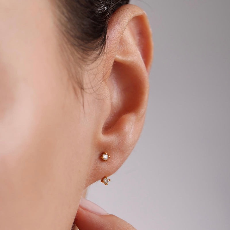 Aria Horseshoe Double Diamond Hoops