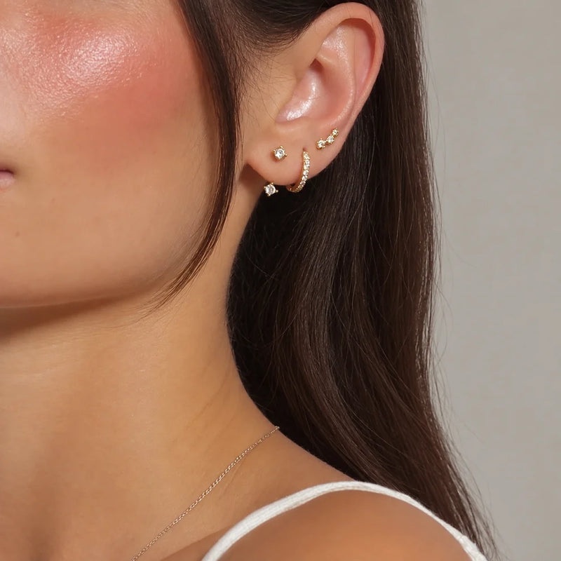Aria Horseshoe Double Diamond Hoops
