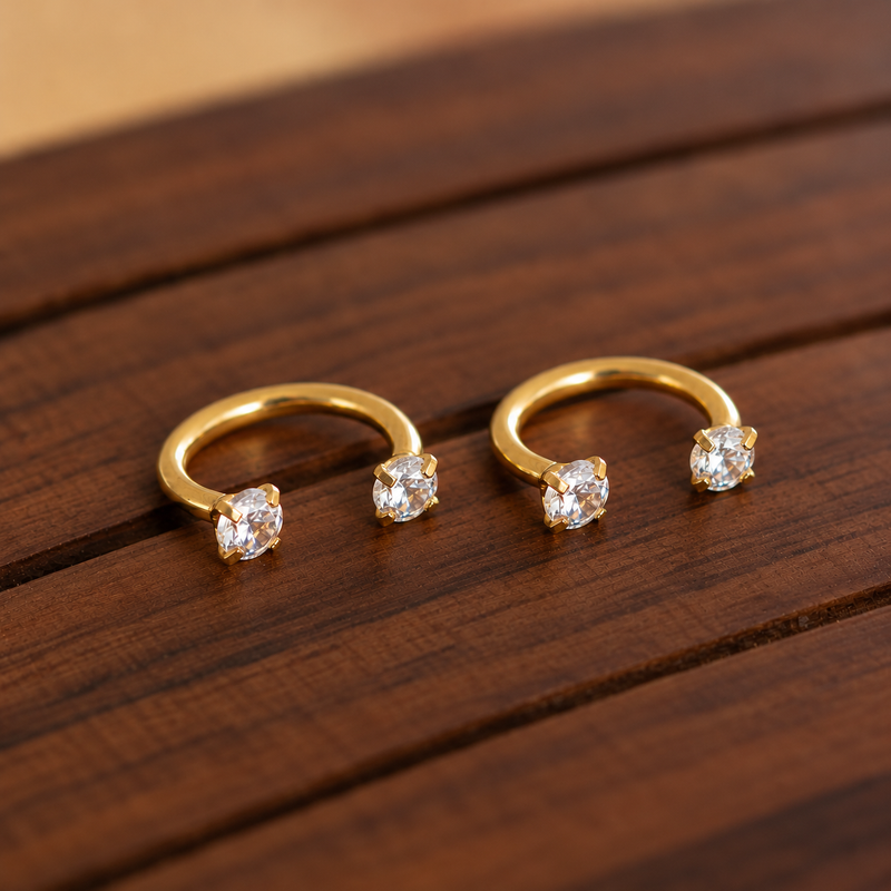 Aria Horseshoe Double Diamond Hoops