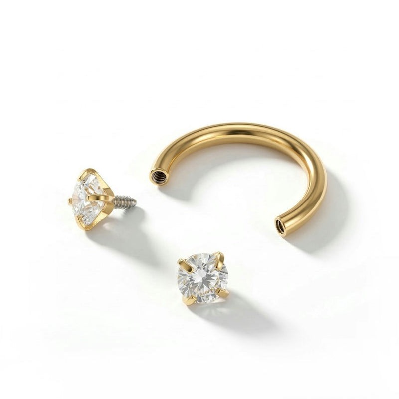 Aria Horseshoe Double Diamond Hoops
